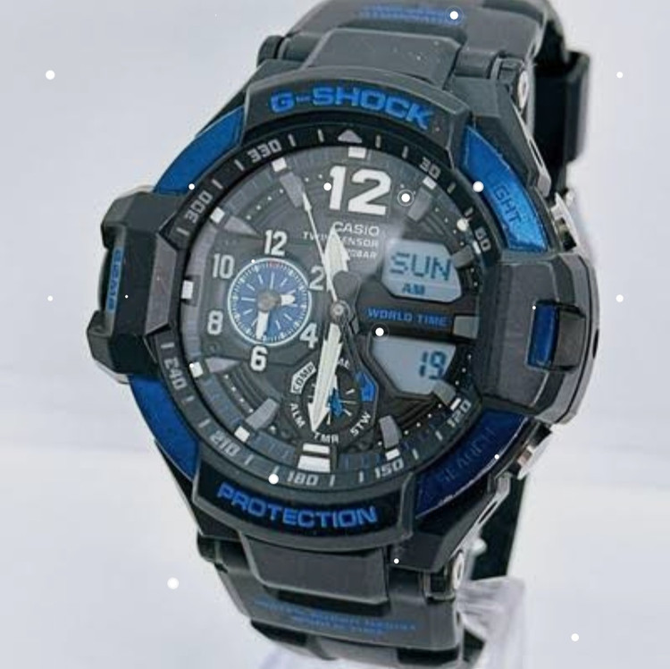ساعت کاسیو جیشاک خلبانی Gravity master مدل "GA 1100" آبی