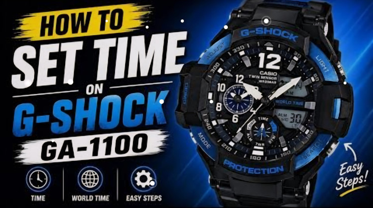 ساعت کاسیو جیشاک خلبانی Gravity master مدل "GA 1100" آبی