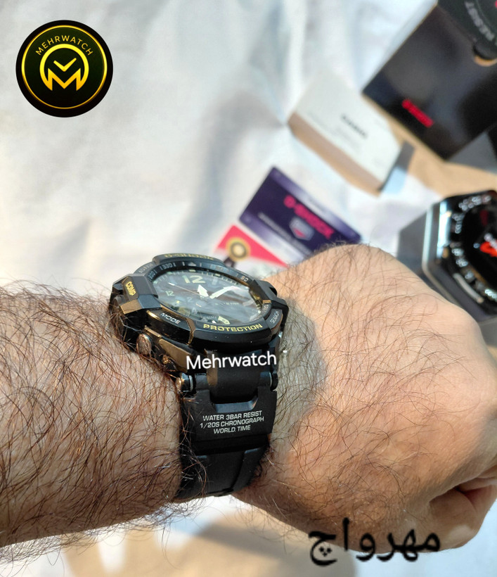 ساعت مچی مردانه کاسیو جیشاک "GA 1100" طلایی و مشکی