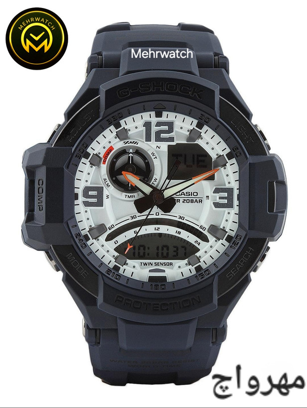 ساعت کاسیو جیشاک خلبانی Gravity master مدل "GA 1100" سفید