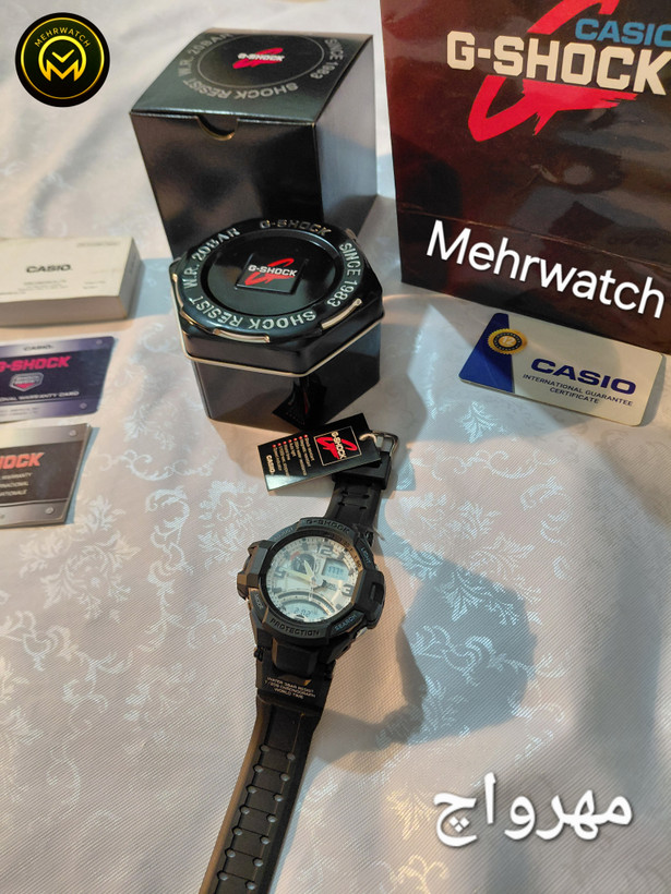 ساعت کاسیو جیشاک خلبانی Gravity master مدل "GA 1100" سفید