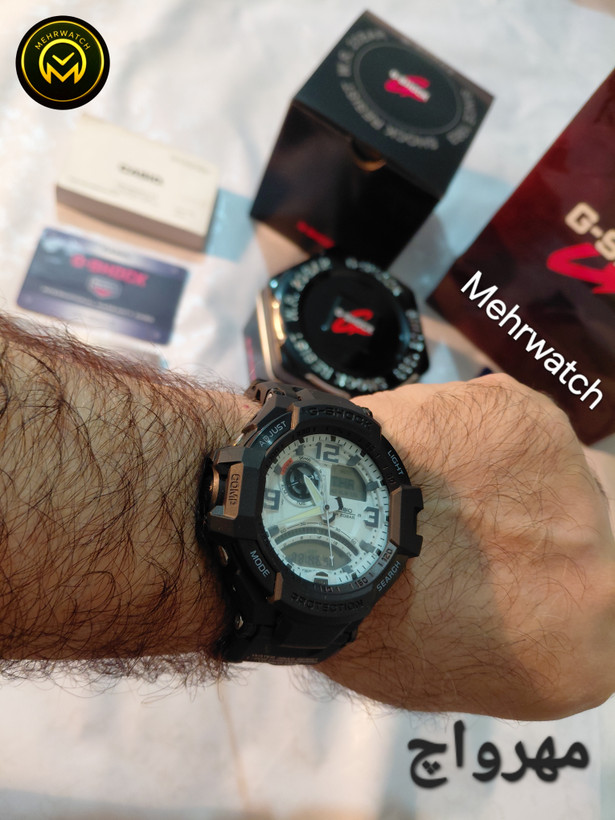 ساعت کاسیو جیشاک خلبانی Gravity master مدل "GA 1100" سفید