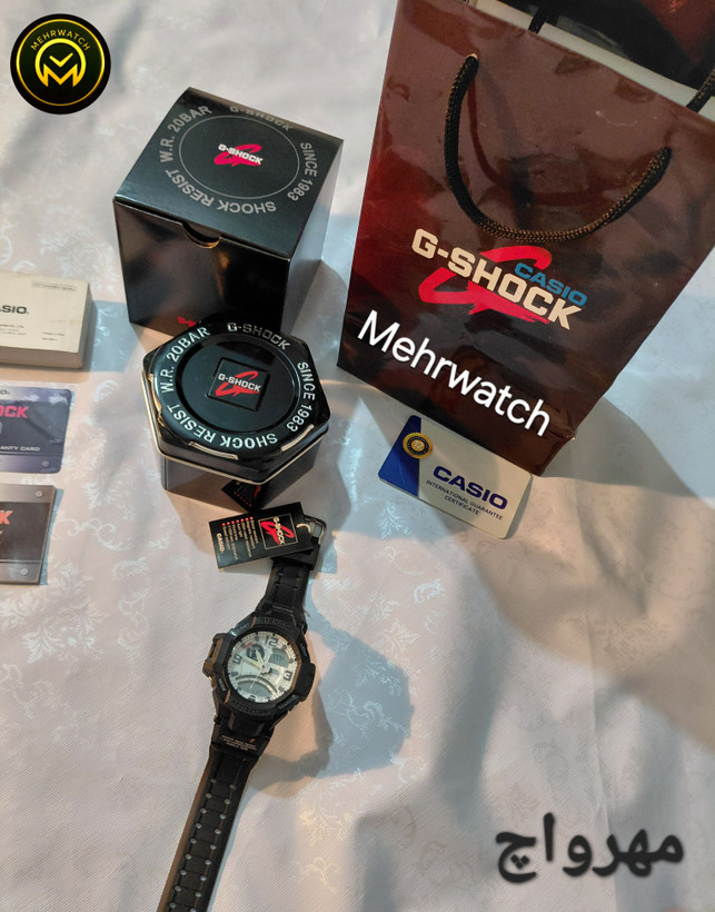ساعت کاسیو جیشاک خلبانی Gravity master مدل "GA 1100" سفید