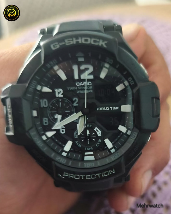 ساعت کاسیو جیشاک خلبانی Gravity master مدل "GA 1100" مشکی