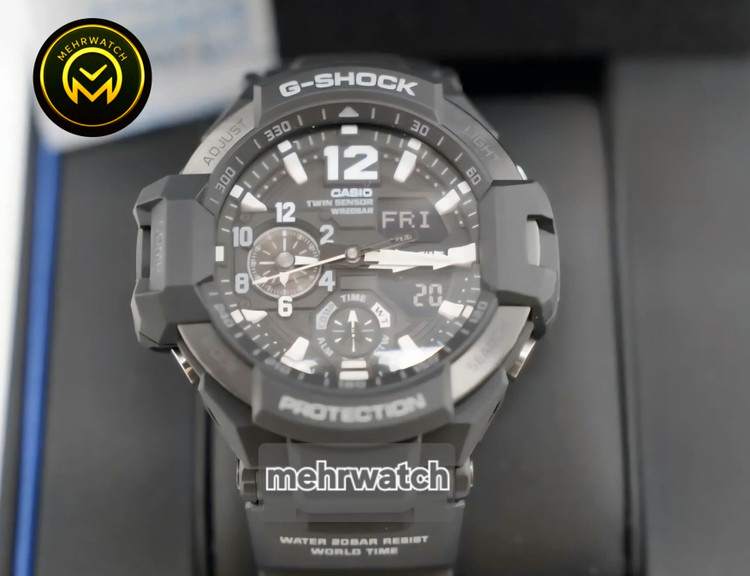 ساعت کاسیو جیشاک خلبانی Gravity master مدل "GA 1100" مشکی
