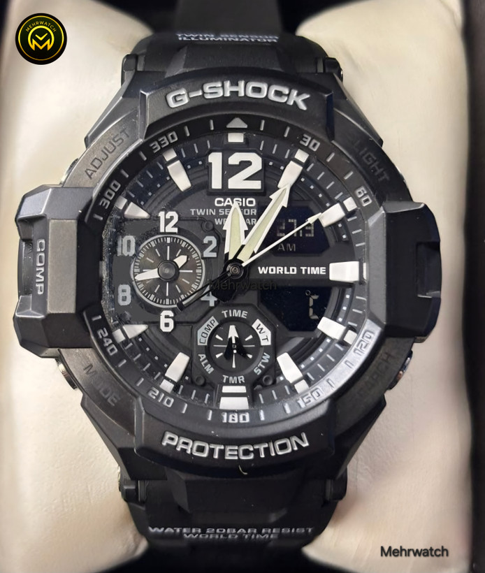 ساعت کاسیو جیشاک خلبانی Gravity master مدل "GA 1100" مشکی