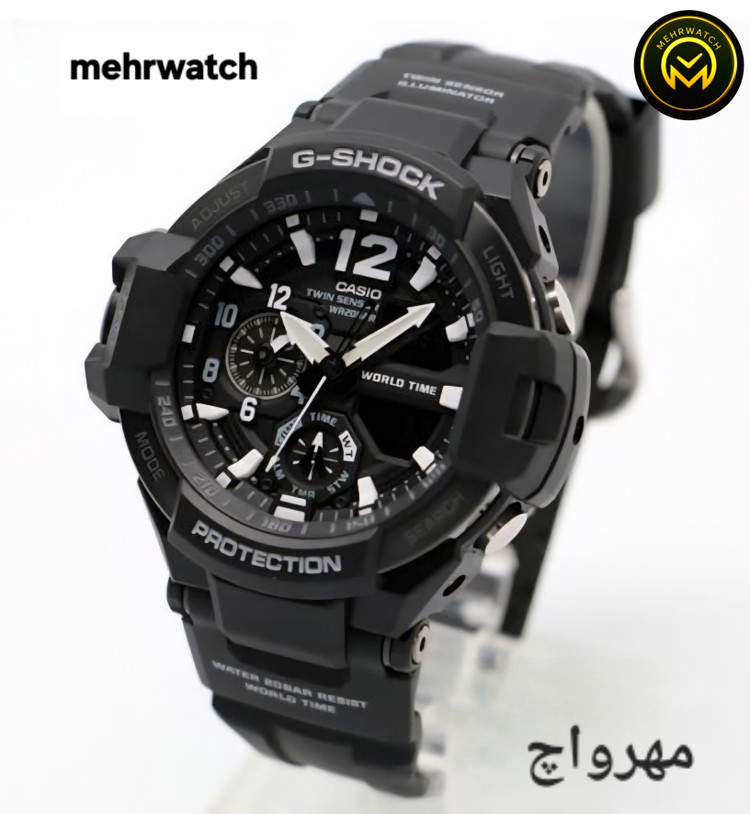 ساعت کاسیو جیشاک خلبانی Gravity master مدل "GA 1100" مشکی