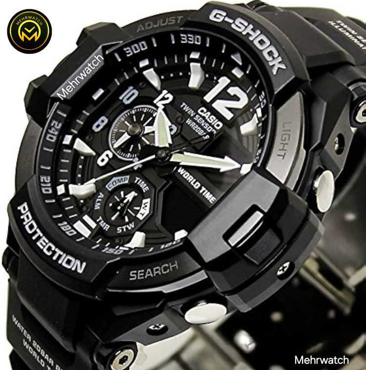 ساعت کاسیو جیشاک خلبانی Gravity master مدل "GA 1100" مشکی