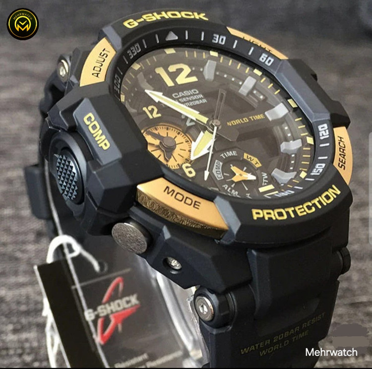 ساعت کاسیو جیشاک خلبانی Gravity master مدل "GA 1100" طلایی