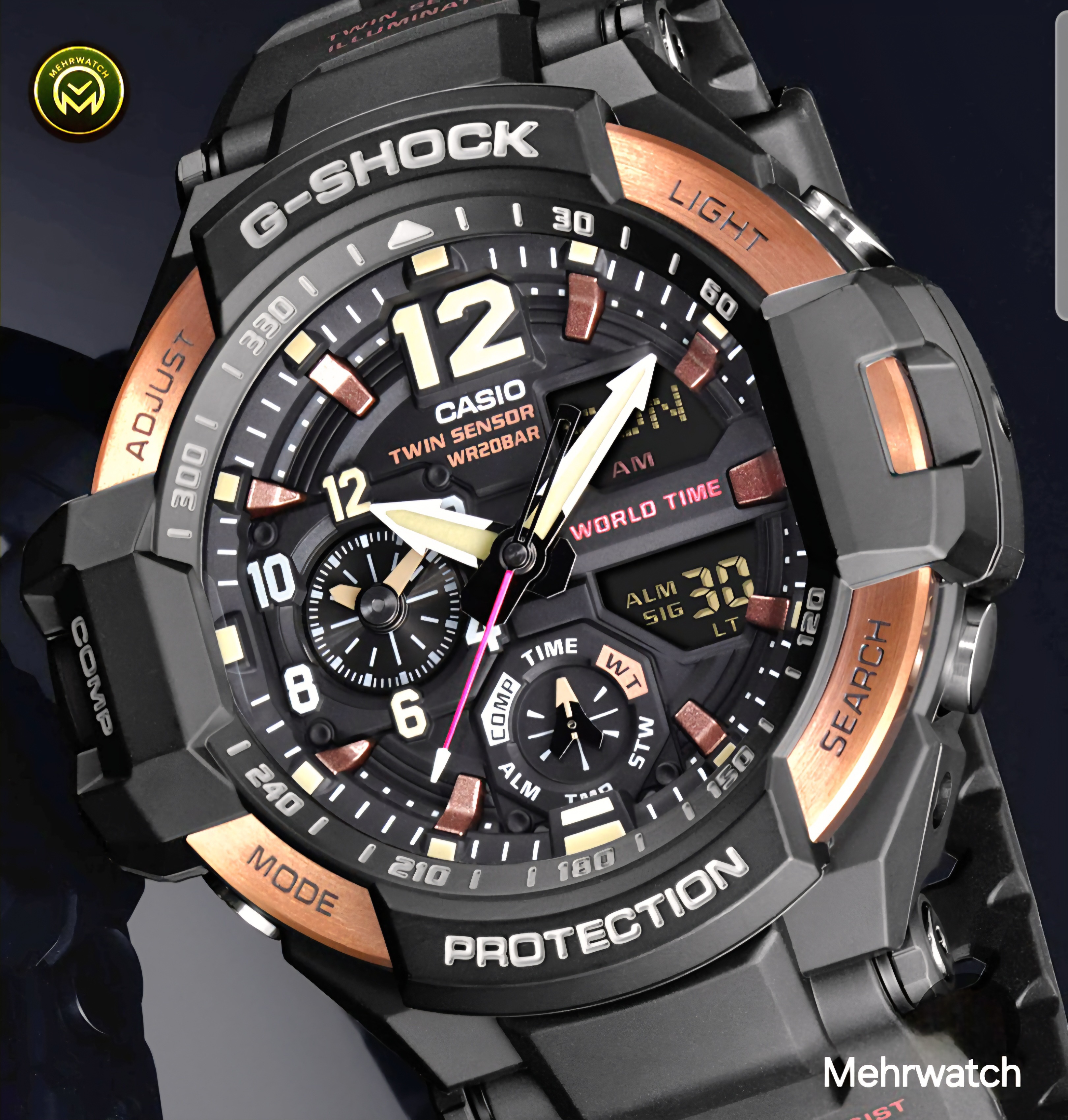 ساعت مچی مردانه کاسیو جیشاک  "GA 1100"  مسی