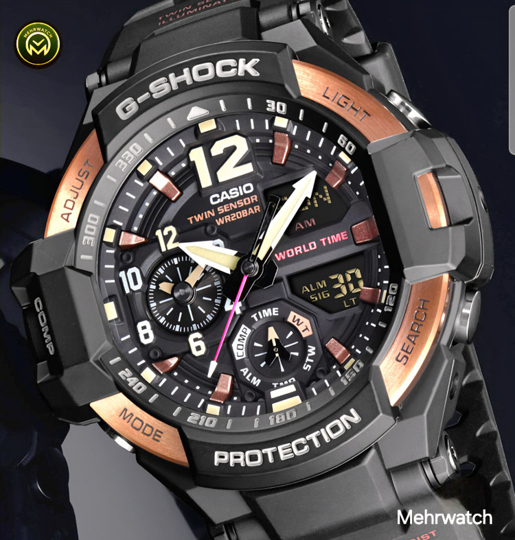 ساعت مچی مردانه کاسیو جیشاک "GA 1100" مسی