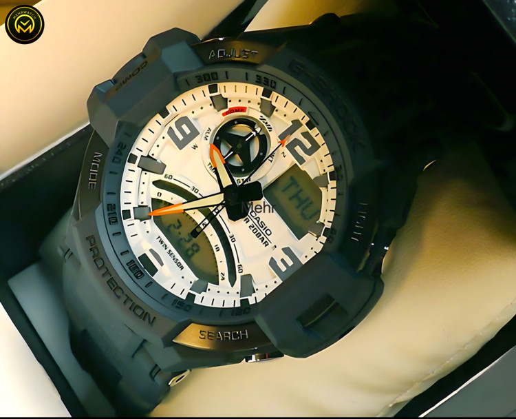 ساعت کاسیو جیشاک خلبانی Gravity master مدل "GA 1۰00" سفید