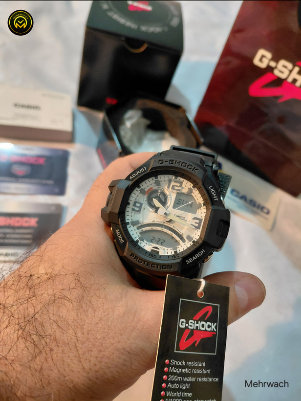 ساعت کاسیو جیشاک خلبانی Gravity master مدل "GA 1۰00" سفید